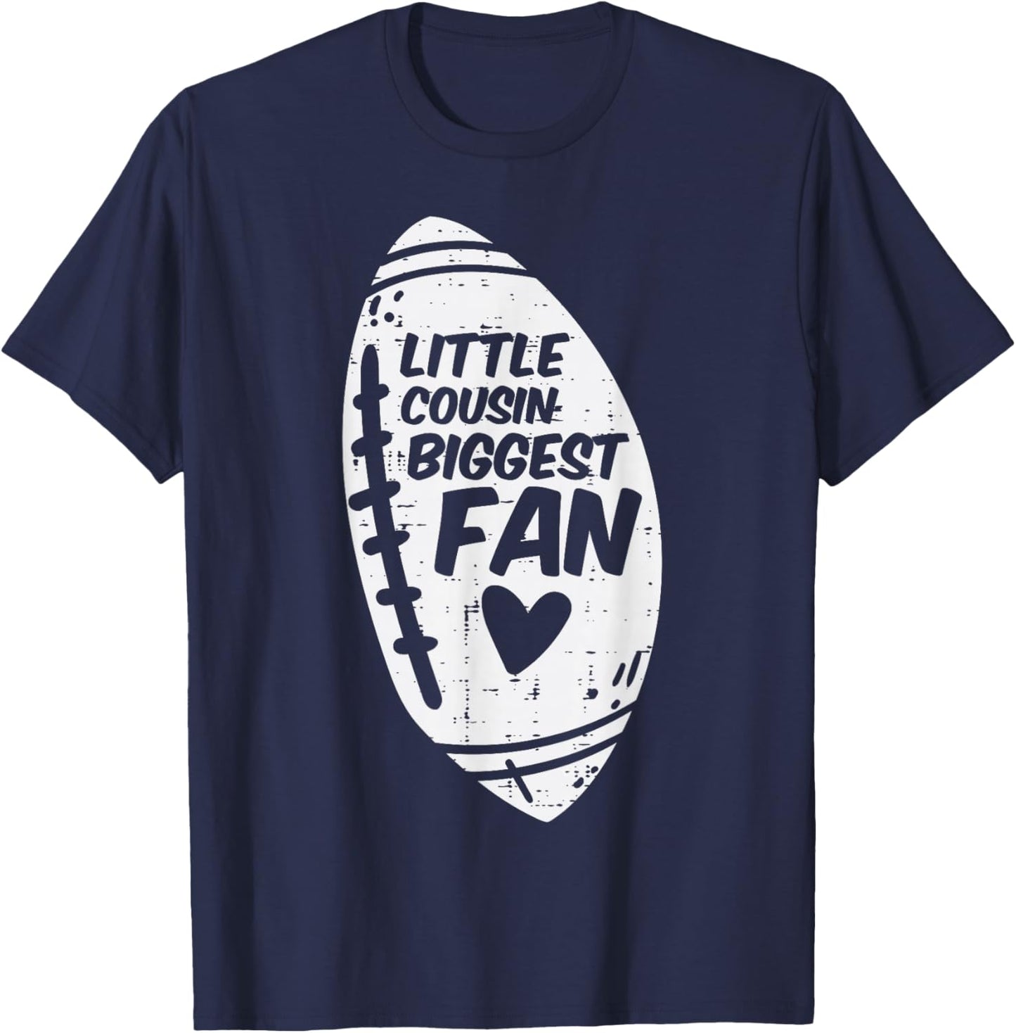 American Football Little Cousin Biggest Fan Family Kids T-Shirt - T-Shirt | Navy