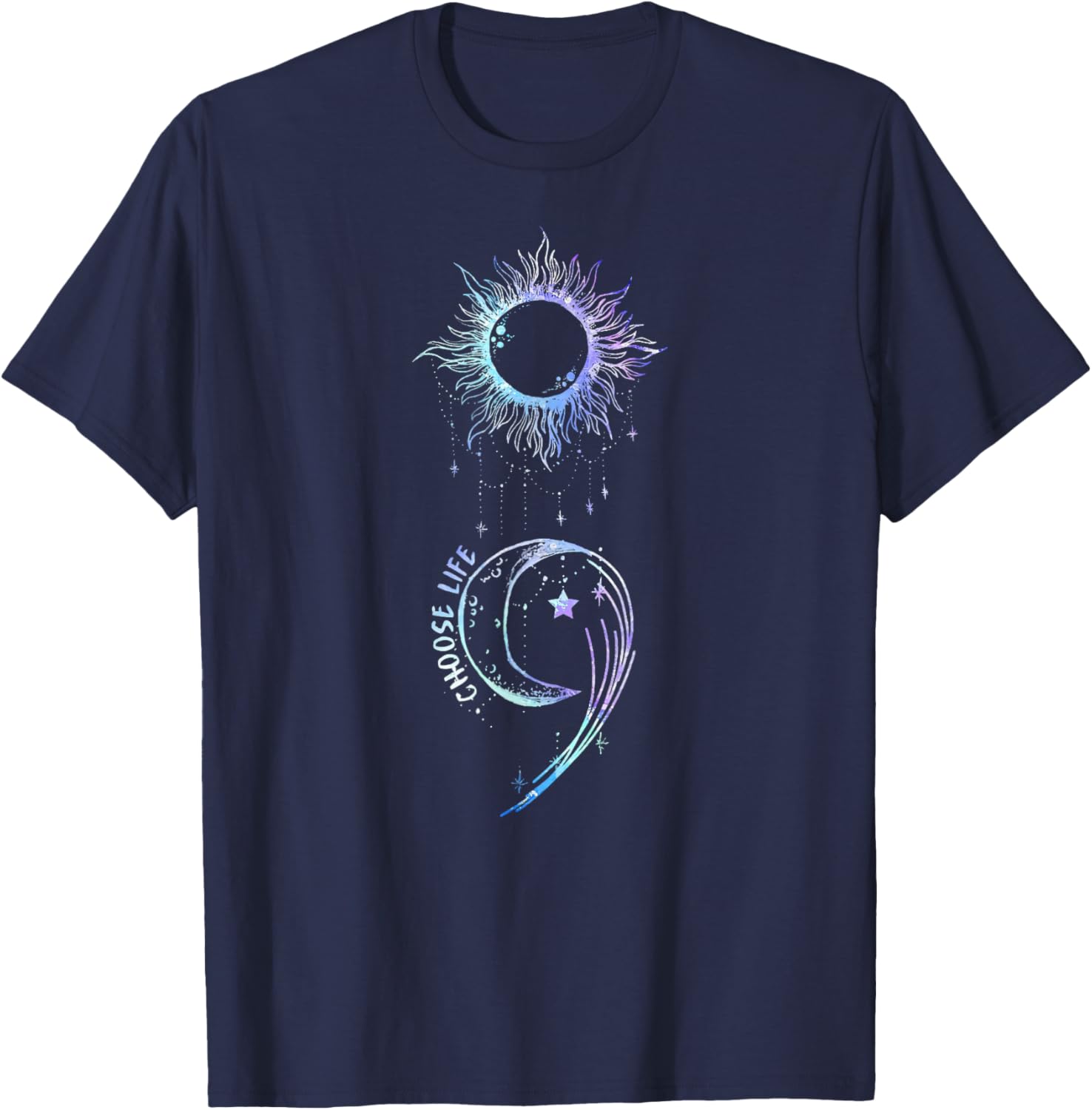 Suicide Prevention Awareness Choose Life Semicolon Gothic T-Shirt - T-Shirt | Navy