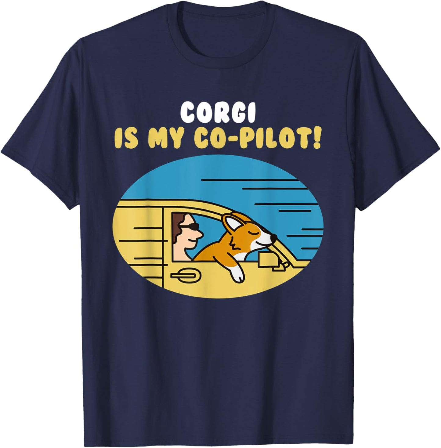 Corgi Is My Co-Pilot Dog Women Kids T-Shirt - T-Shirt | Navy