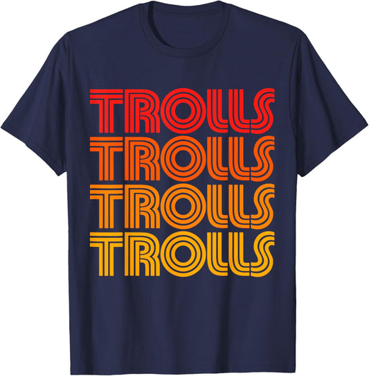 Trolls Retro Vintage Classic Ogre Goblin Beast Monster Joke T-Shirt - T-Shirt | Navy