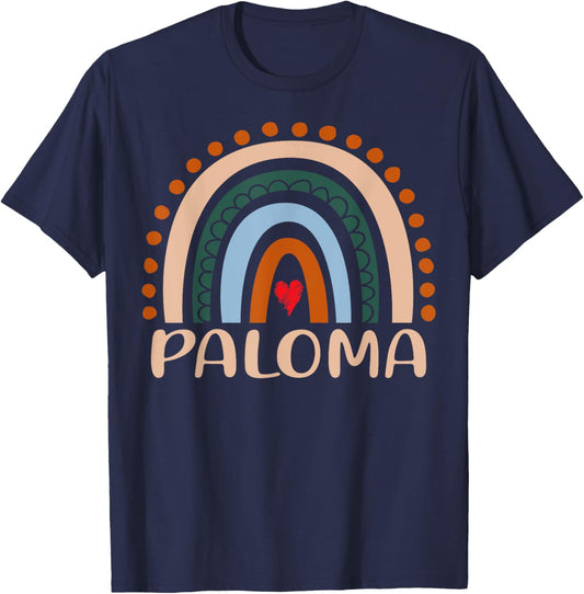 Paloma Name Personalized Funny Women Rainbow Paloma T-Shirt - T-Shirt | Navy