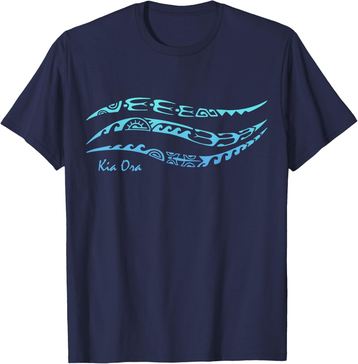 Symbol Pattern Waves Culture Maori Tribal New Zealand T-Shirt - T-Shirt | Navy