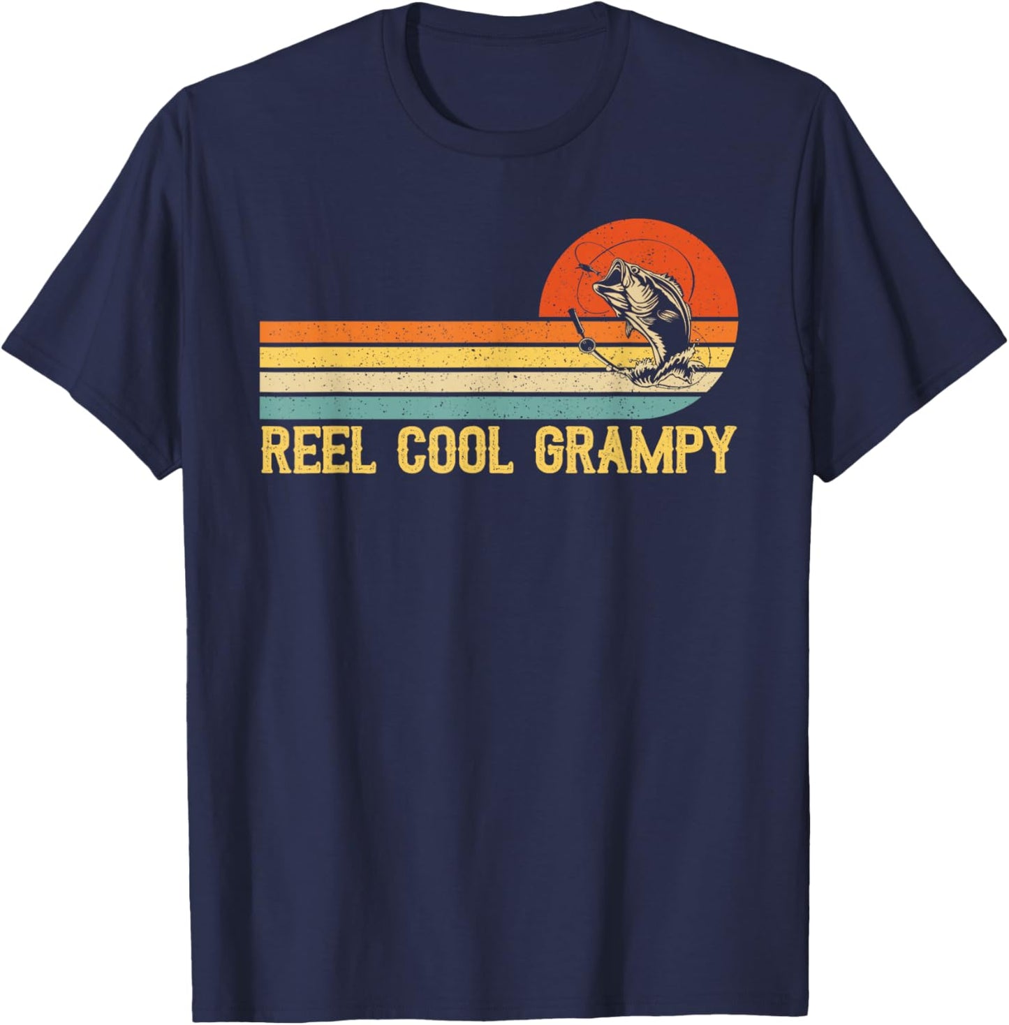 Reel Cool Grampy Fishing Shirt Funny Fish Vintage T-Shirt - T-Shirt | Navy
