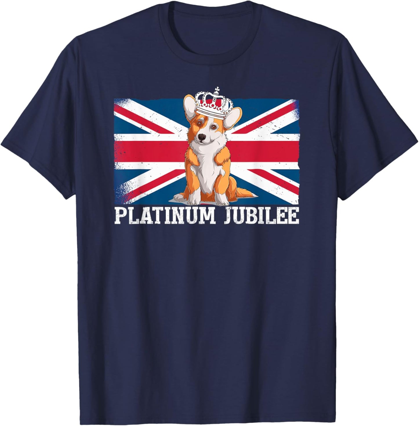 British Queen Monarchy Platinum Jubilee 70th Anniversary T-Shirt - T-Shirt | Navy