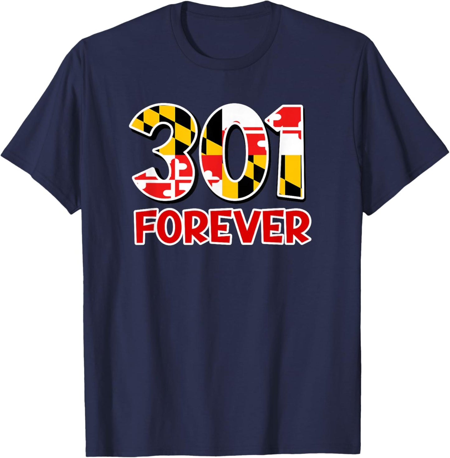 Maryland Flag 301 Area Code Souvenir T-Shirt - T-Shirt | Navy