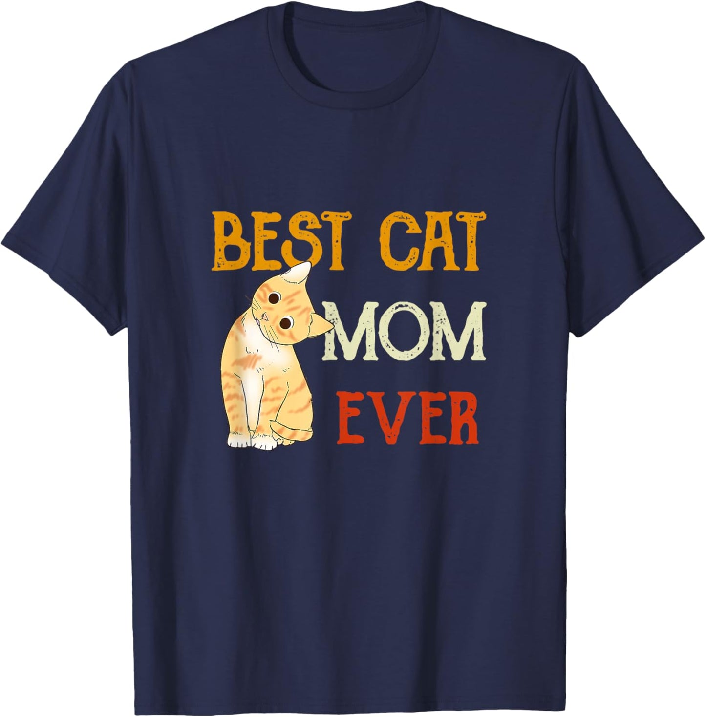 Vintage cat Best cat mom Ever Meow with My cat Funny Kitty T-Shirt - T-Shirt | Navy