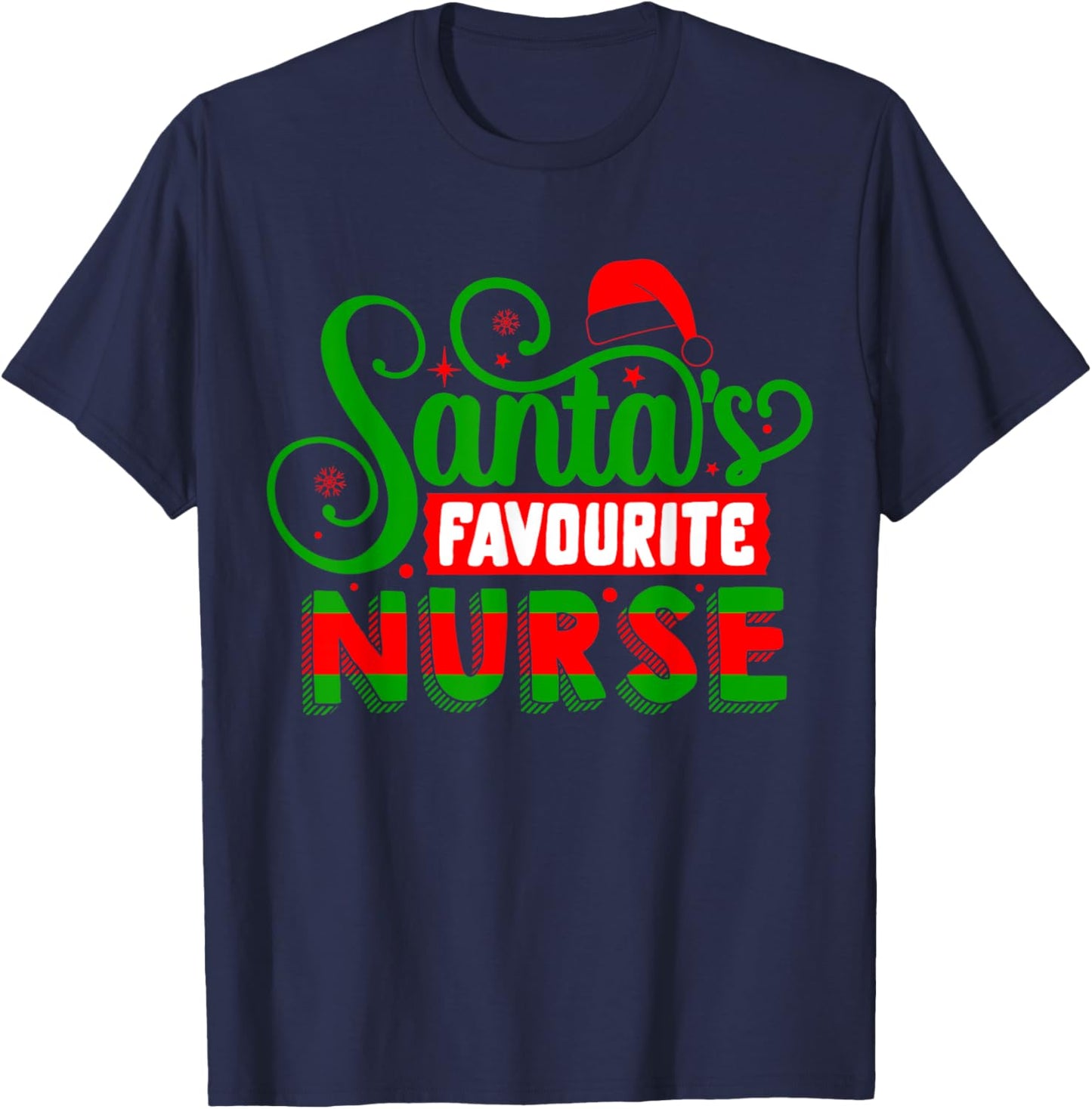 Santas Favourite Nurse | Xmas Christmas T-Shirt - T-Shirt | Navy