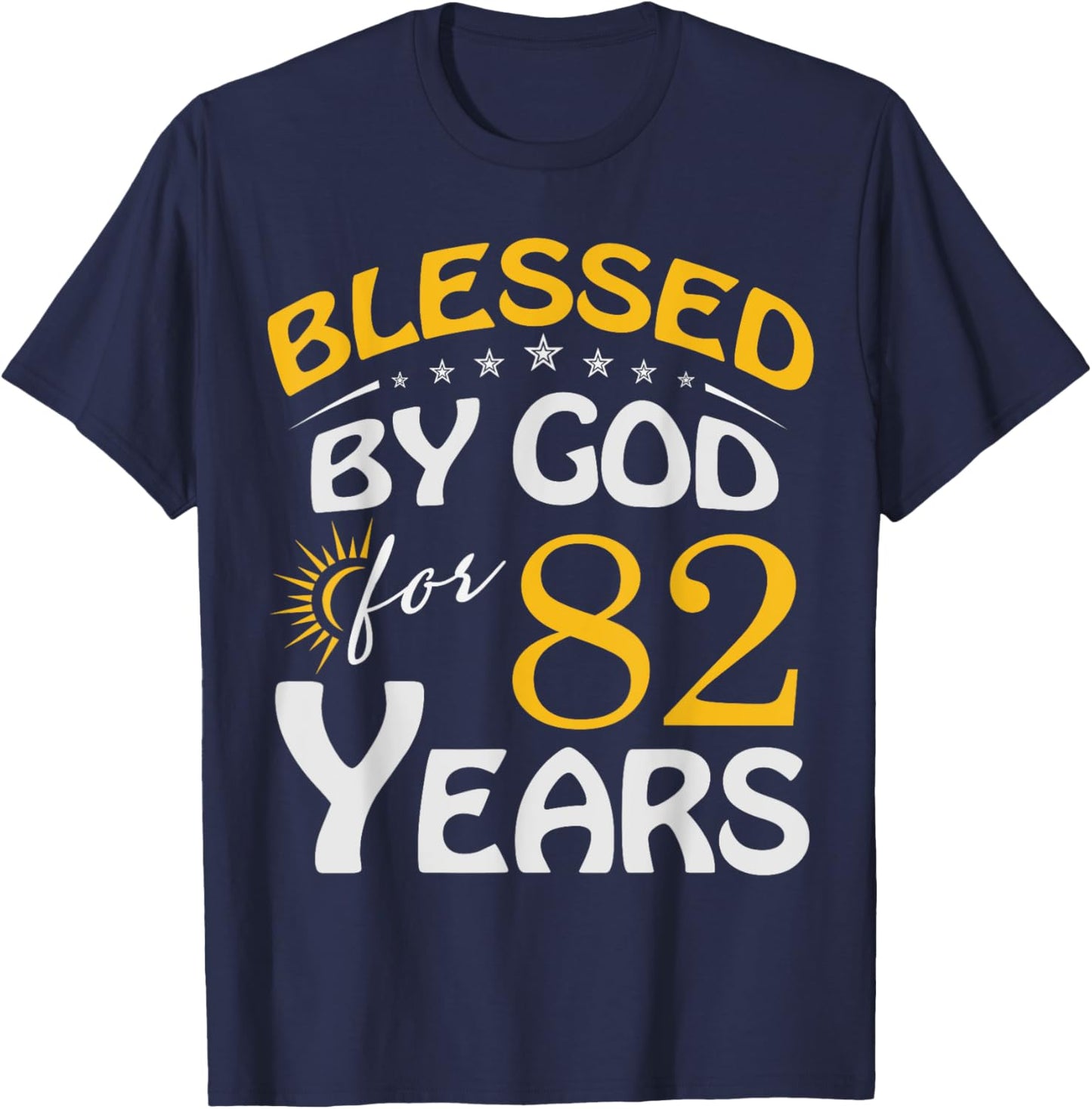 Vintage Blessed by God For 82 Years Old Happy 82nd Birthday T-Shirt - T-Shirt | Navy