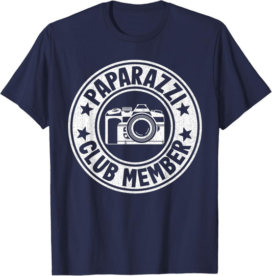 Paparazzi Club Member Photographer Camera Funny Photography T-Shirt - T-Shirt | Navy