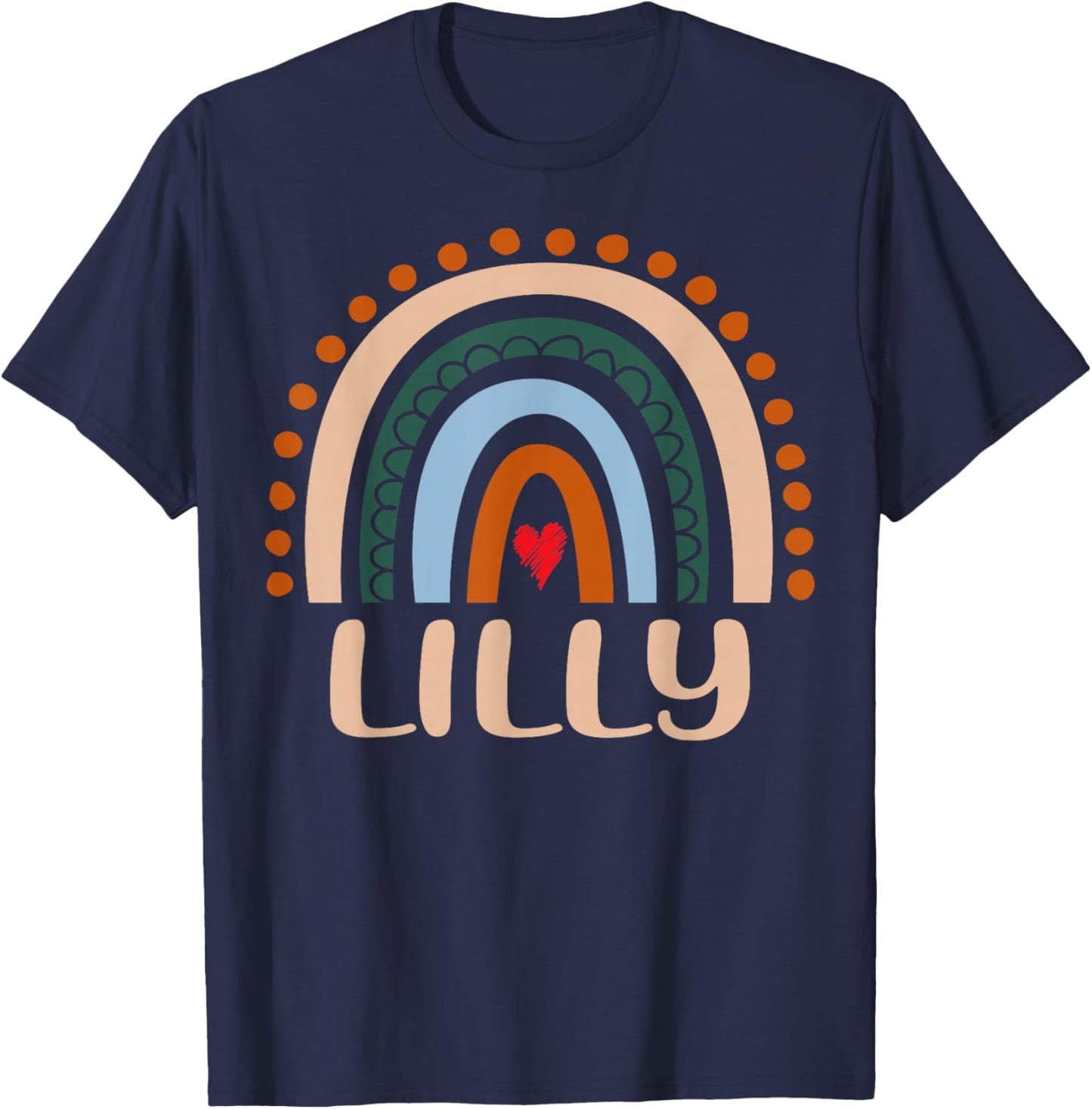 Lilly Name Personalized Funny Women Rainbow Lilly T-Shirt - T-Shirt | Navy