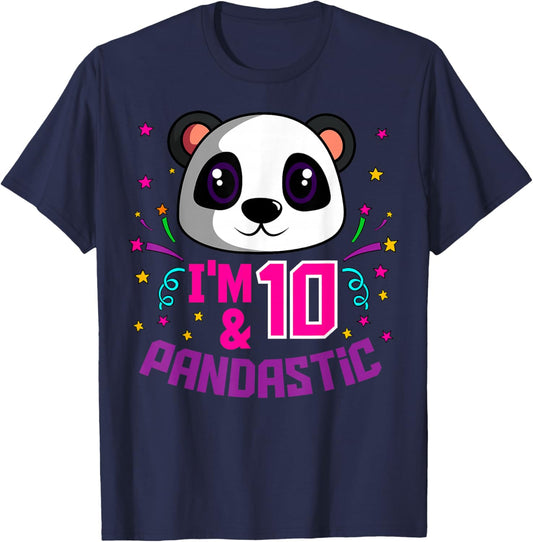I'm 10 & Pandastic Birthday Party Panda Bday Celebration T-Shirt - T-Shirt | Navy