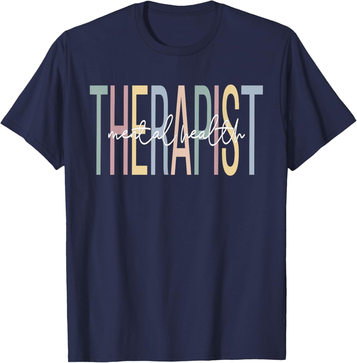 Mental Health Therapist Boho Mental Health Therapy T-Shirt - T-Shirt | Navy