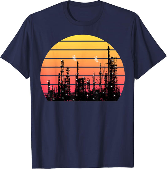 Vintage Oil Refinery Plant T-Shirt - T-Shirt | Navy