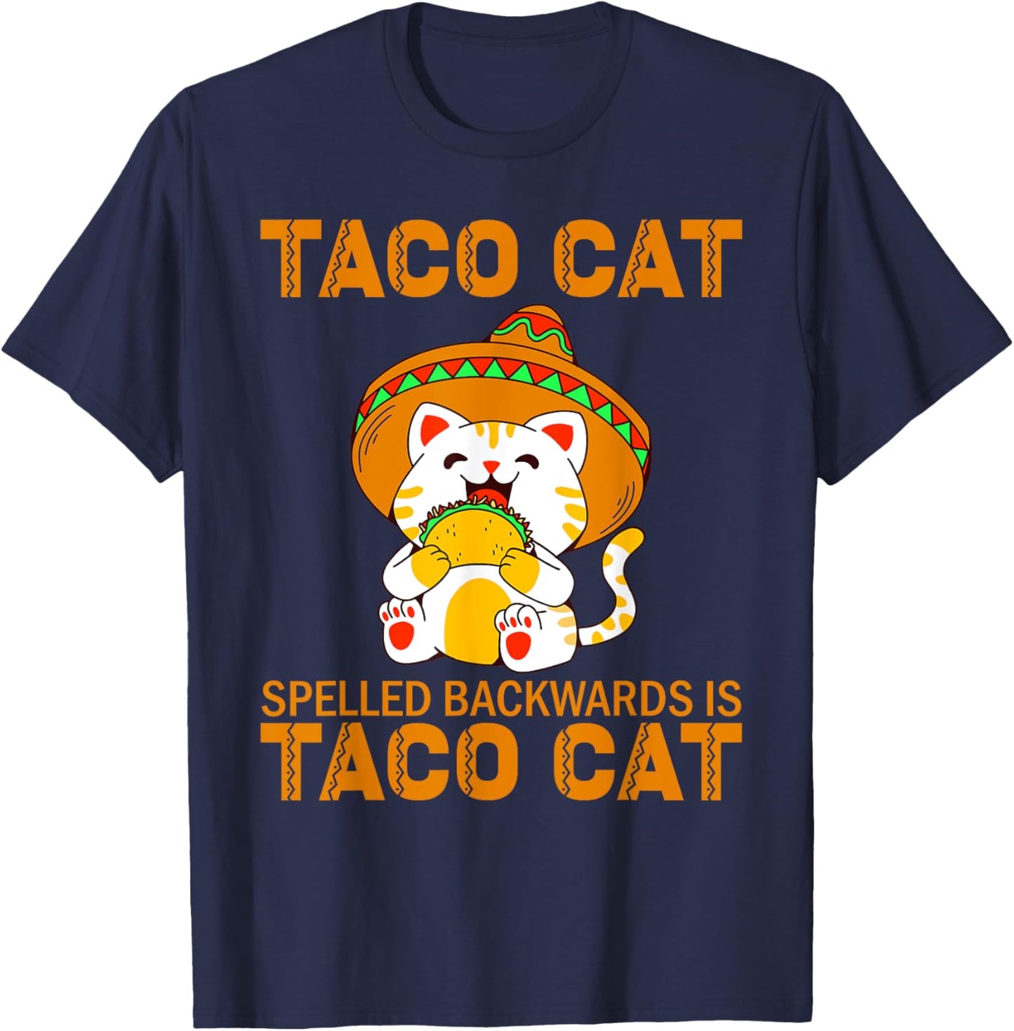 TacoCat for Kids Taco Cat Cinco de Mayo TacoCat Kids Cat T-Shirt - T-Shirt | Navy