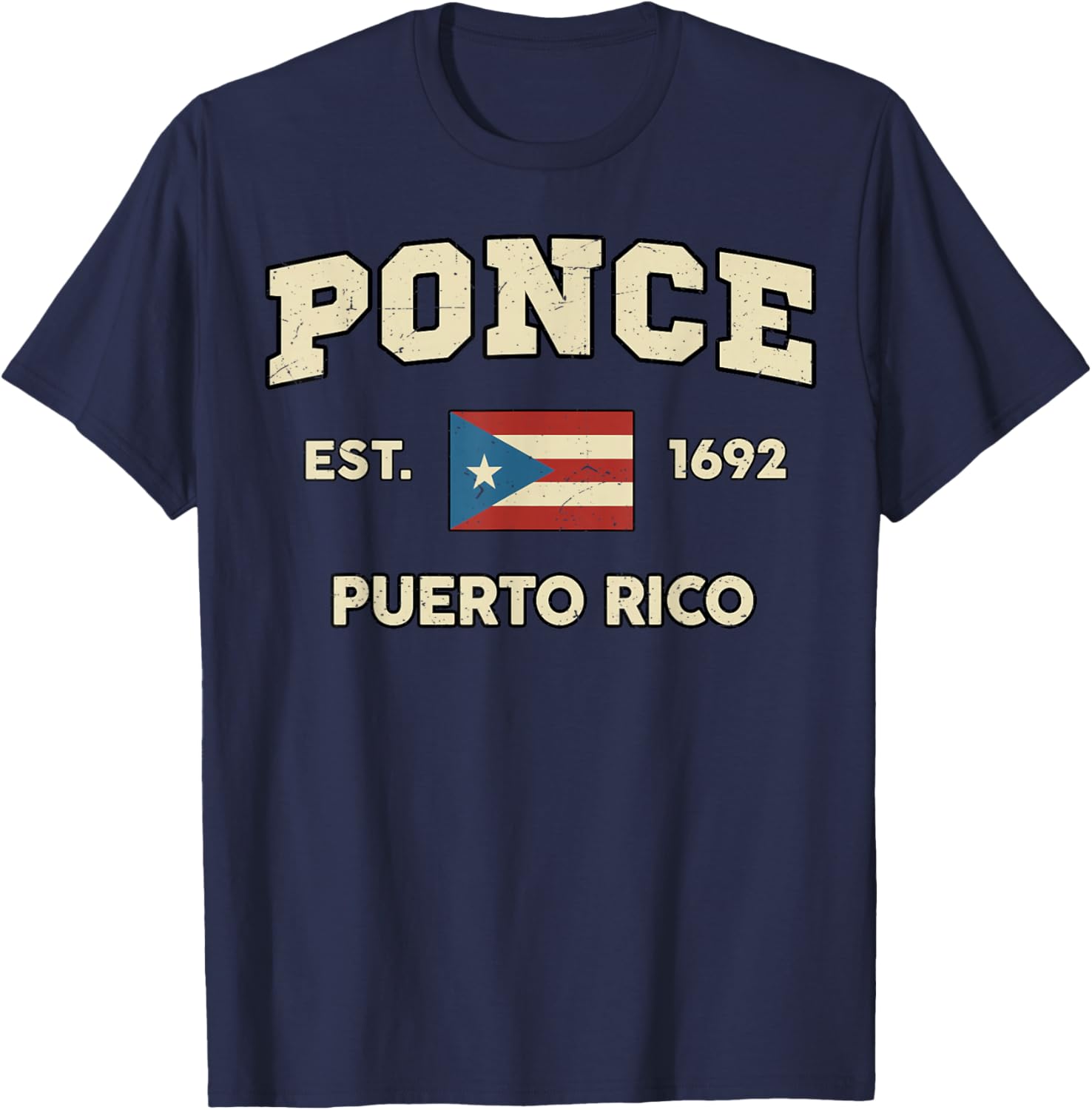 Ponce Puerto Rico Shirt Puerto Rican Flag Boricua Pride T-Shirt - T-Shirt | Navy