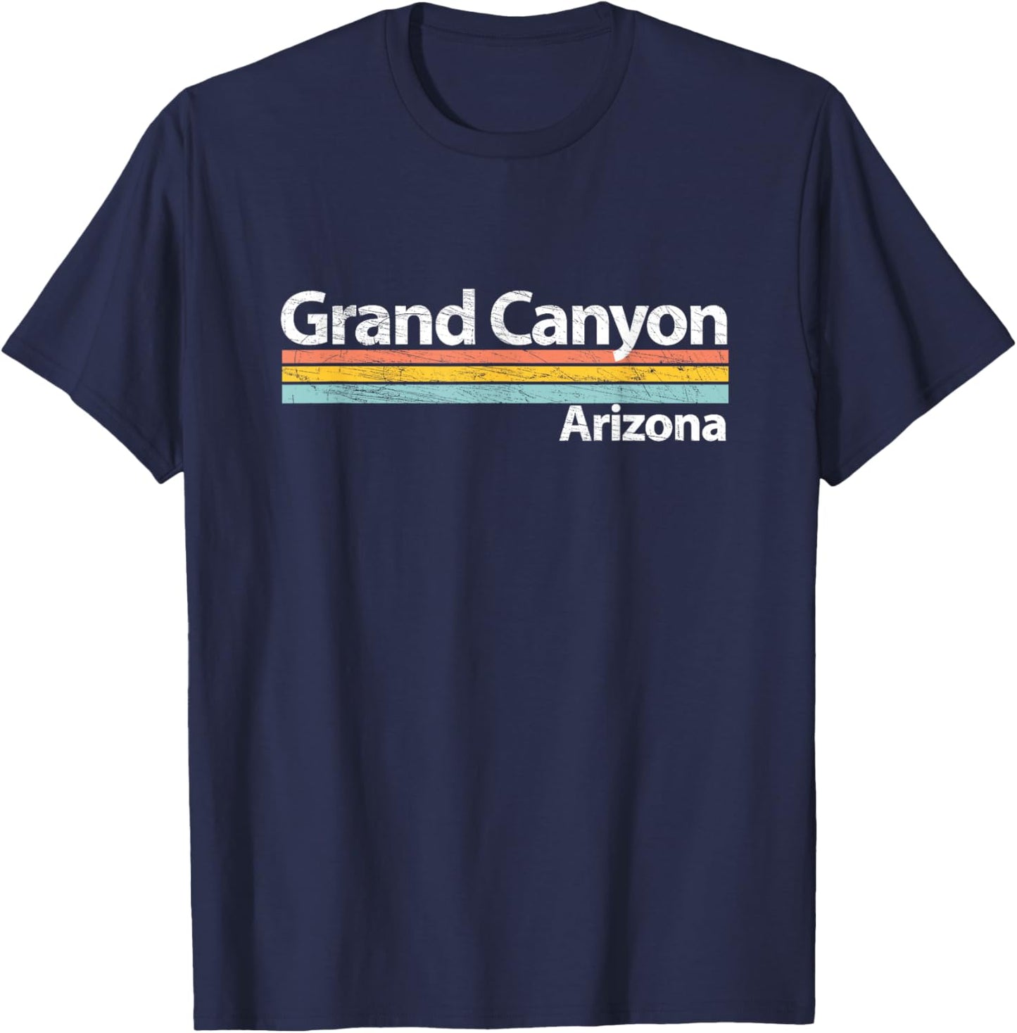 Grand Canyon - Arizona - Worn Design - Retro Stripes Classic T-Shirt - T-Shirt | Navy
