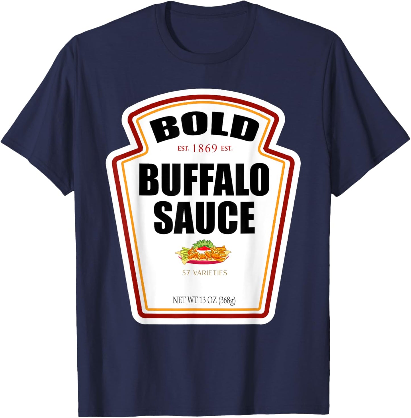 Bold Buffalo Sauce Bottle Label Funny Halloween Costume T-Shirt - T-Shirt | Navy