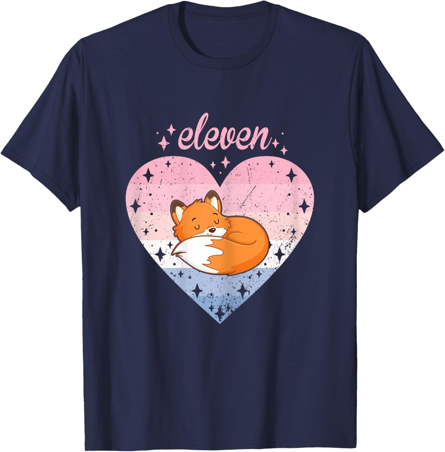 11 Year Old Cute Fox Birthday Girl 11th B-day T-Shirt - T-Shirt | Navy
