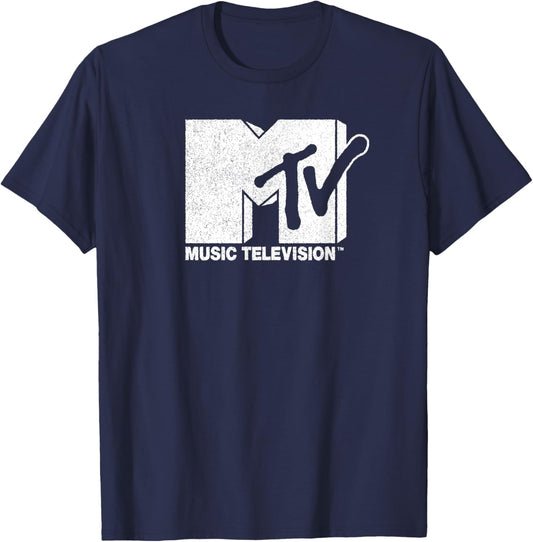 MTV Classic Distressed Logo T-Shirt - T-Shirt | Navy
