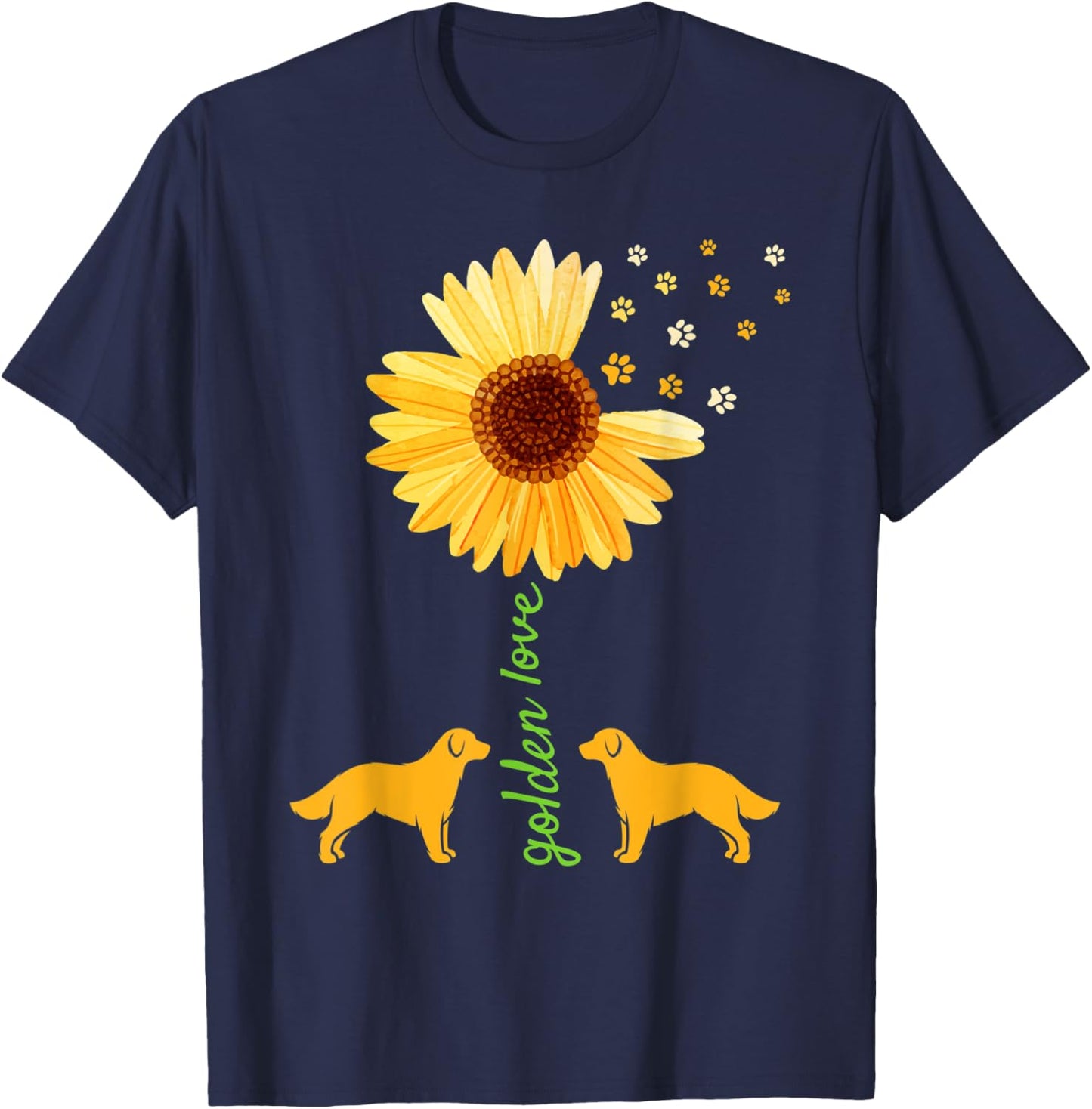 Golden Retriever Sunflower Women Dog Mother T-Shirt - T-Shirt | Navy