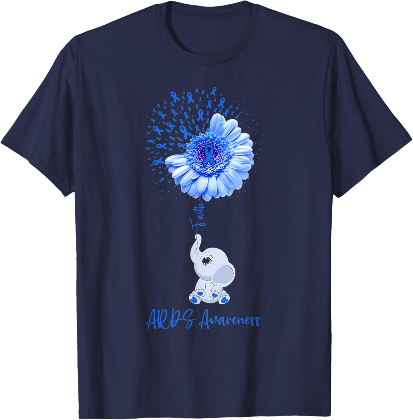 ARDS Awareness Faith Elephant Survivor Fighter T-Shirt - T-Shirt | Navy