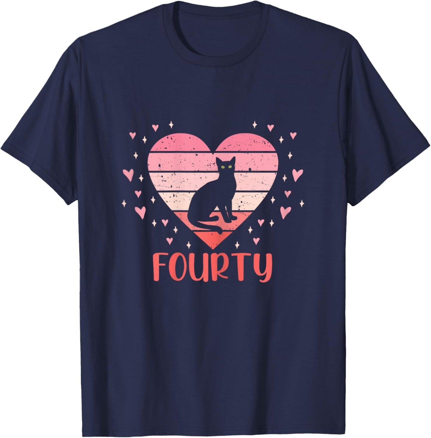 40 Year Old Cute Cat Birthday Girl 40th B-day T-Shirt - T-Shirt | Navy