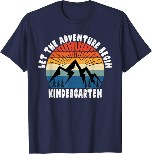 Kindergarten Grade 1st Day of School Let The Adventure Begin T-Shirt - T-Shirt | Navy