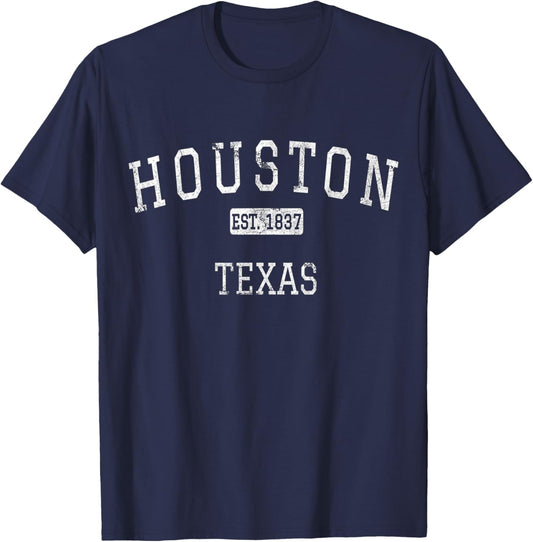 Houston Texas TX Vintage T-Shirt - T-Shirt | Navy