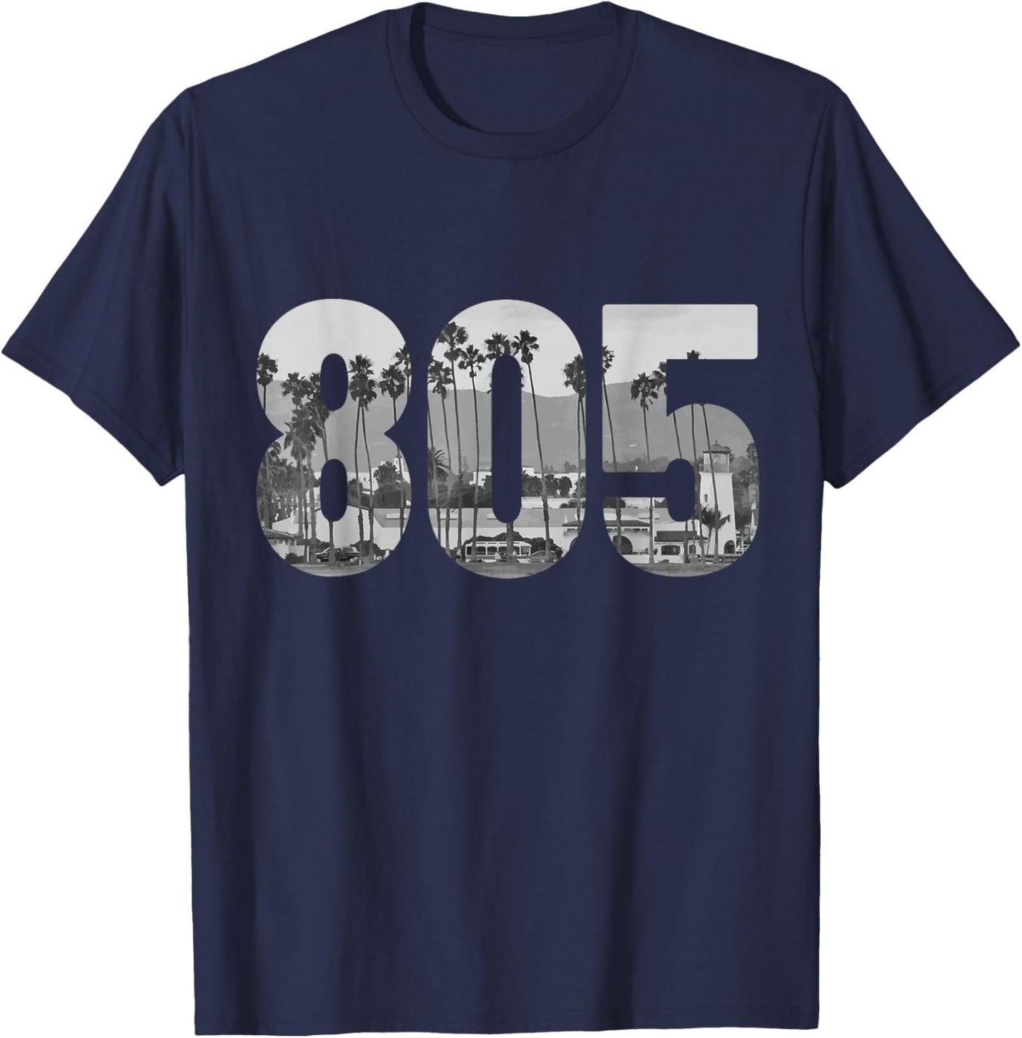 Santa Barbara 805 Area Code Vintage Palms California T-Shirt - T-Shirt | Navy