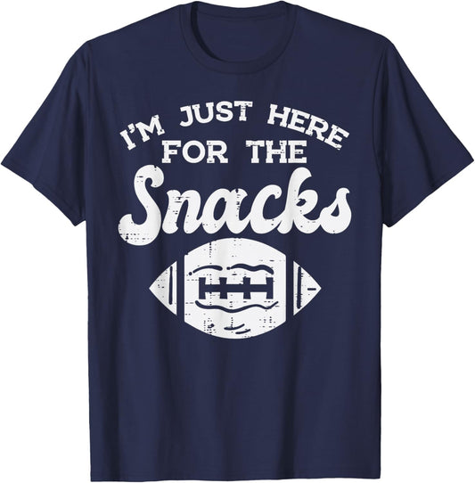 Just Here for Snacks American Football Funny Men Women Kids T-Shirt - T-Shirt | Navy