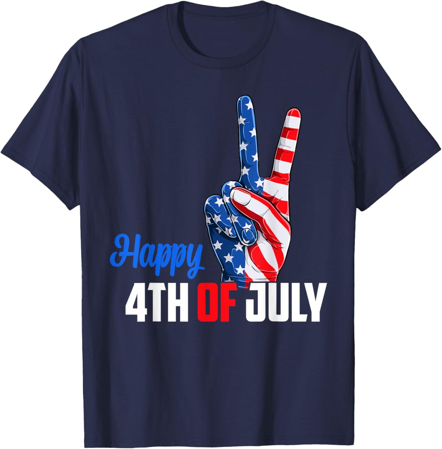 Happy 4th of July Peace America Independence Day Patriot USA T-Shirt - T-Shirt | Navy