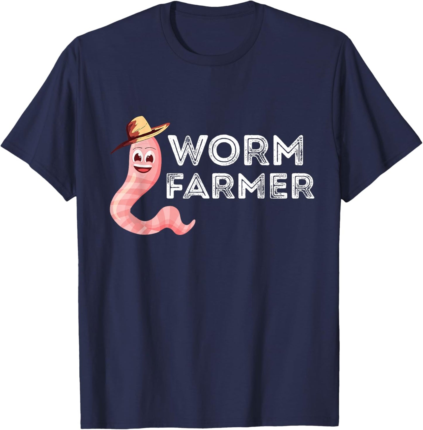 Worm Farmer Happy Worm Farmer Red Wiggler Worm Garden T-Shirt - T-Shirt | Navy