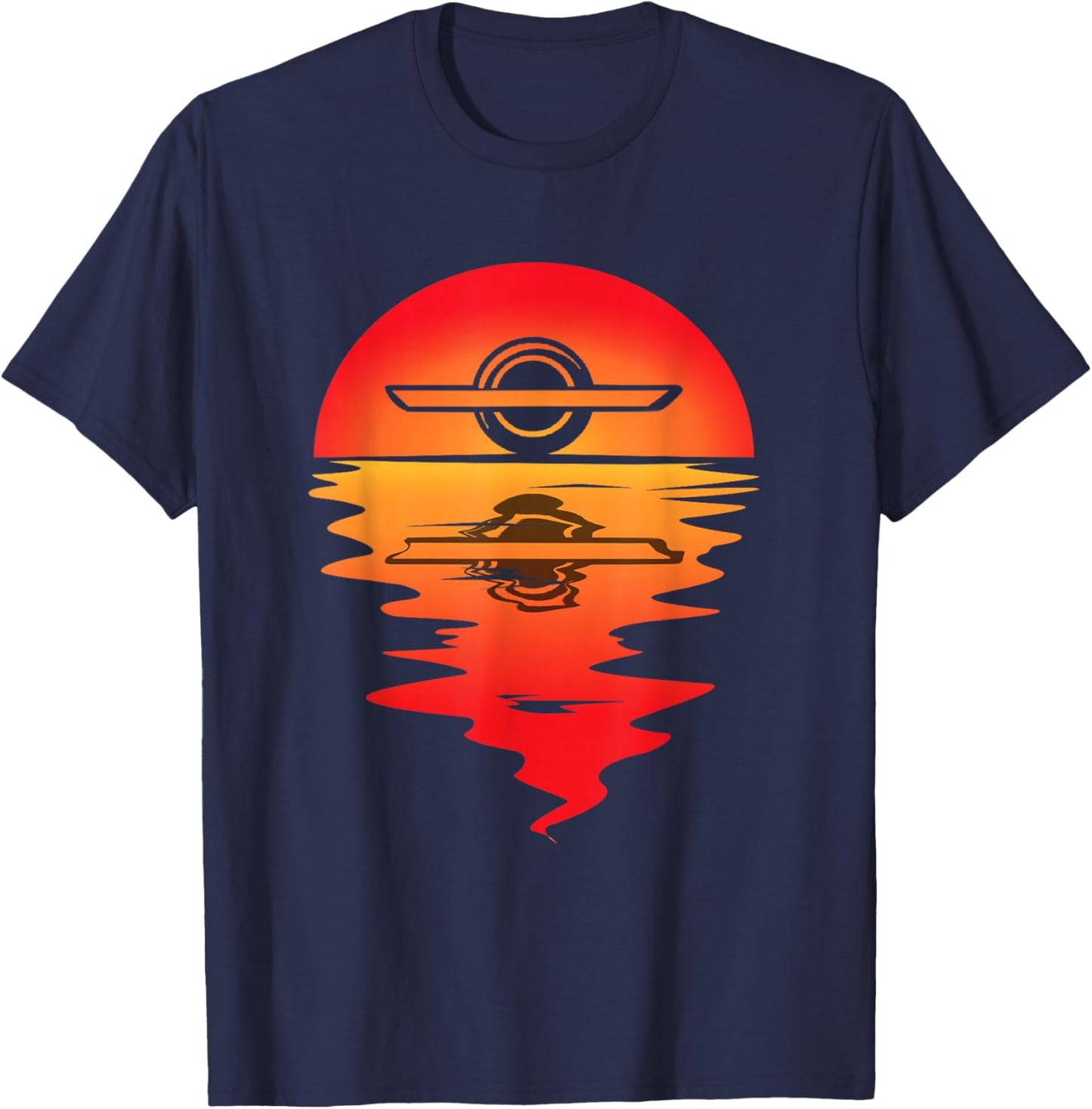 Electric Skateboard Vintage Sunset Onewheel Float Monowheel T-Shirt - T-Shirt | Navy