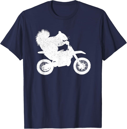 Funny Squirrel Dirt Bike Motocross Funny Dirtbike Squirrel T-Shirt - T-Shirt | Navy