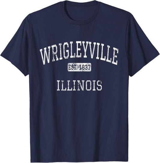 Wrigleyville Illinois Chicago IL Vintage T-Shirt - T-Shirt | Navy
