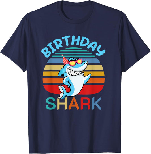Shark Birthday Toddler Boys Kids Matching Family Boy T-Shirt - T-Shirt | Navy