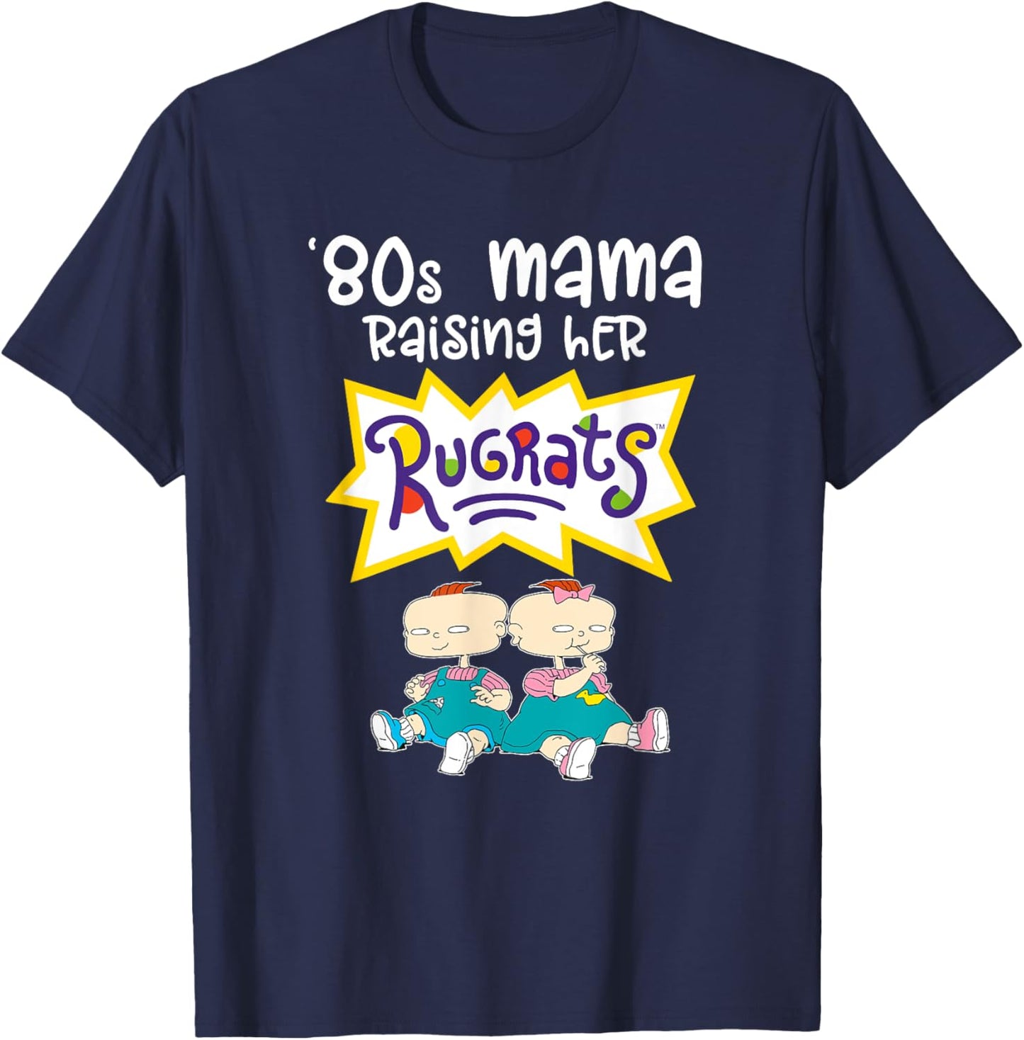 Mademark x Rugrats - 80s Mama Raising Her Rugrats - Phil & Lil T-Shirt - T-Shirt | Navy