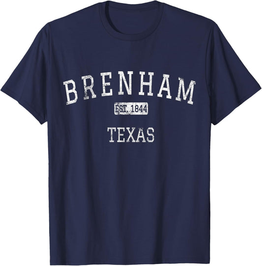 Brenham Texas TX Vintage T-Shirt - T-Shirt | Navy