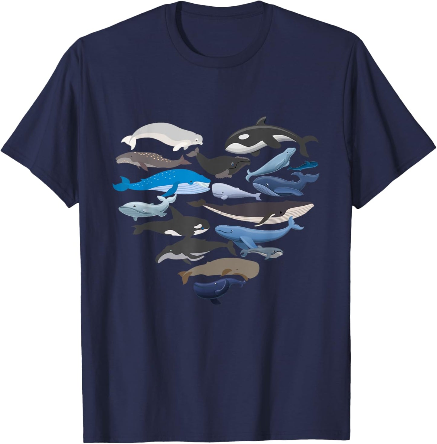 Whales Heart Shaped - Marine Biologist Whale Lover Wildlife T-Shirt - T-Shirt | Navy