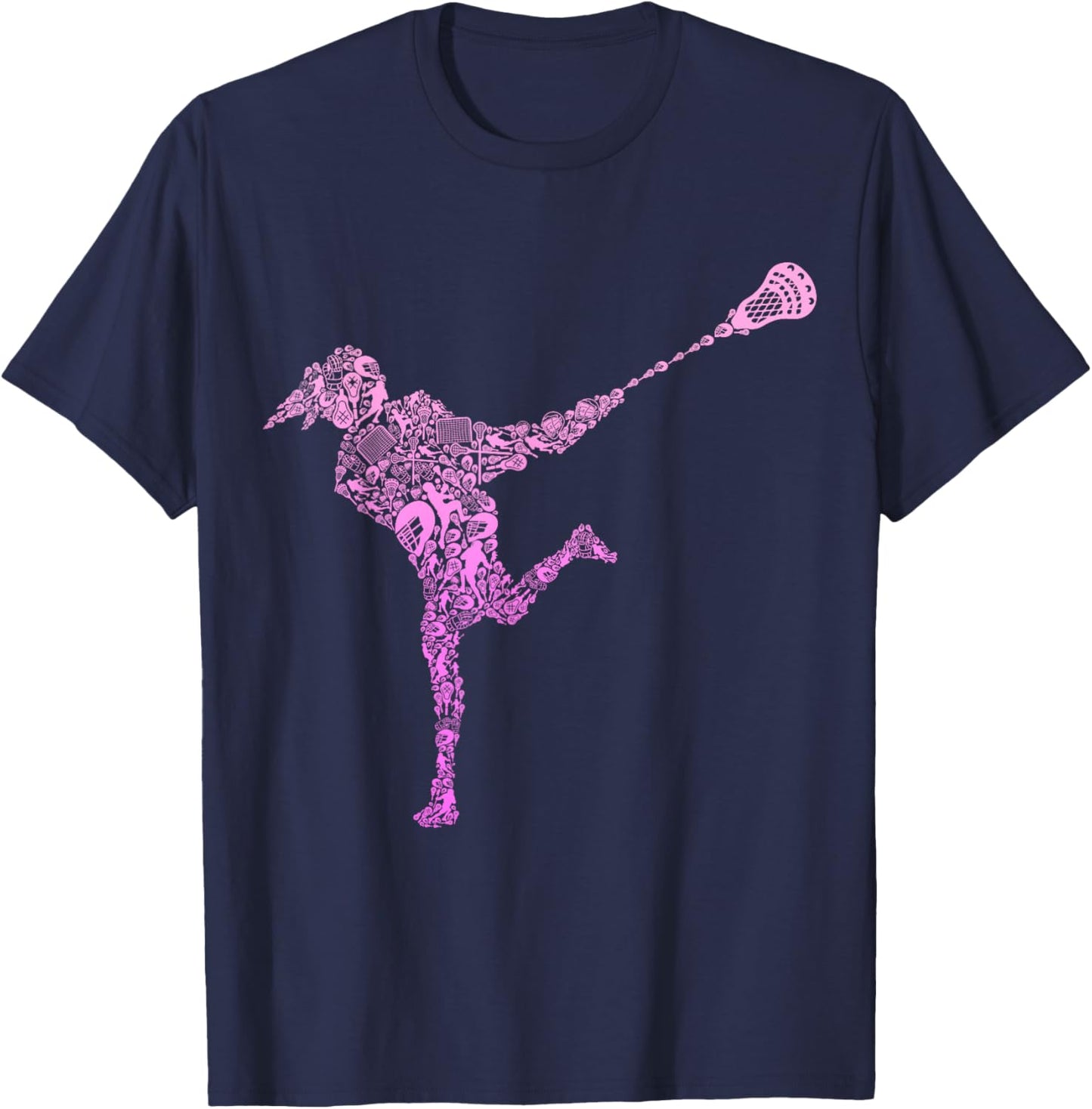 Lacrosse Player Youth Girls Women Kids T-Shirt - T-Shirt | Navy