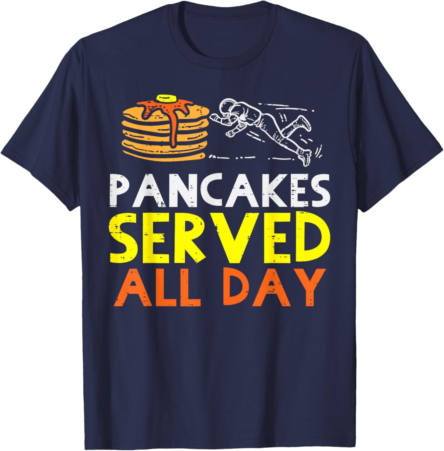 Pancakes Served American Football Funny Offensive Lineman T-Shirt - T-Shirt | Navy