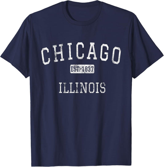 Chicago Illinois IL Vintage T-Shirt - T-Shirt | Navy