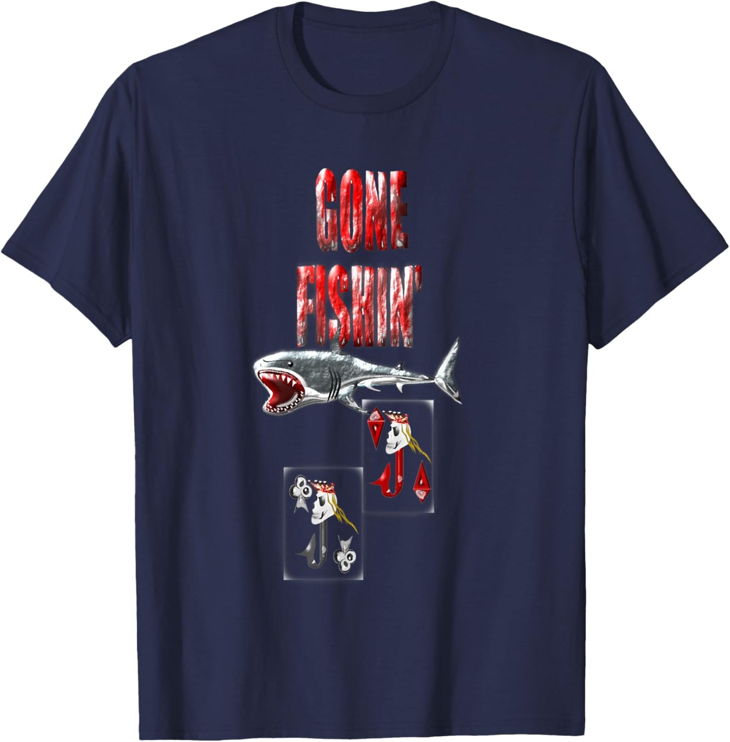 JJ 's fish hooks , gone fishin' T-Shirt - T-Shirt | Navy