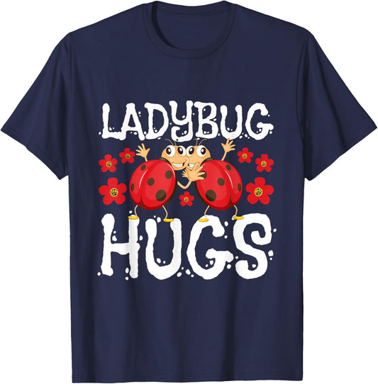 Ladybug Hugs - Coccinellidae Lady Beetle Lover Insectologist T-Shirt - T-Shirt | Navy