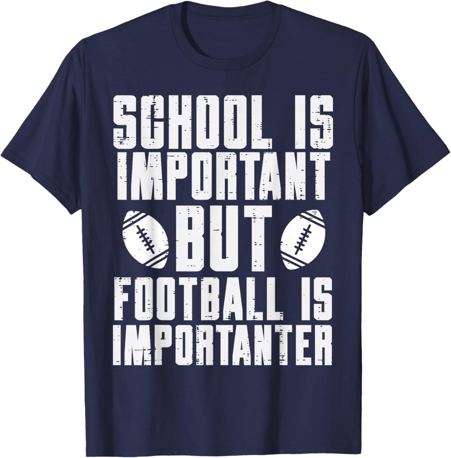 School Is Important American Football Funny Player Boys T-Shirt - T-Shirt | Navy