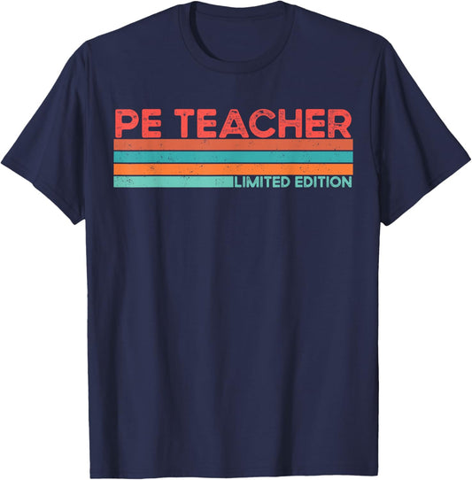 PE TEACHER Retro Job Title Profession Birthday Worker Idea T-Shirt - T-Shirt | Navy