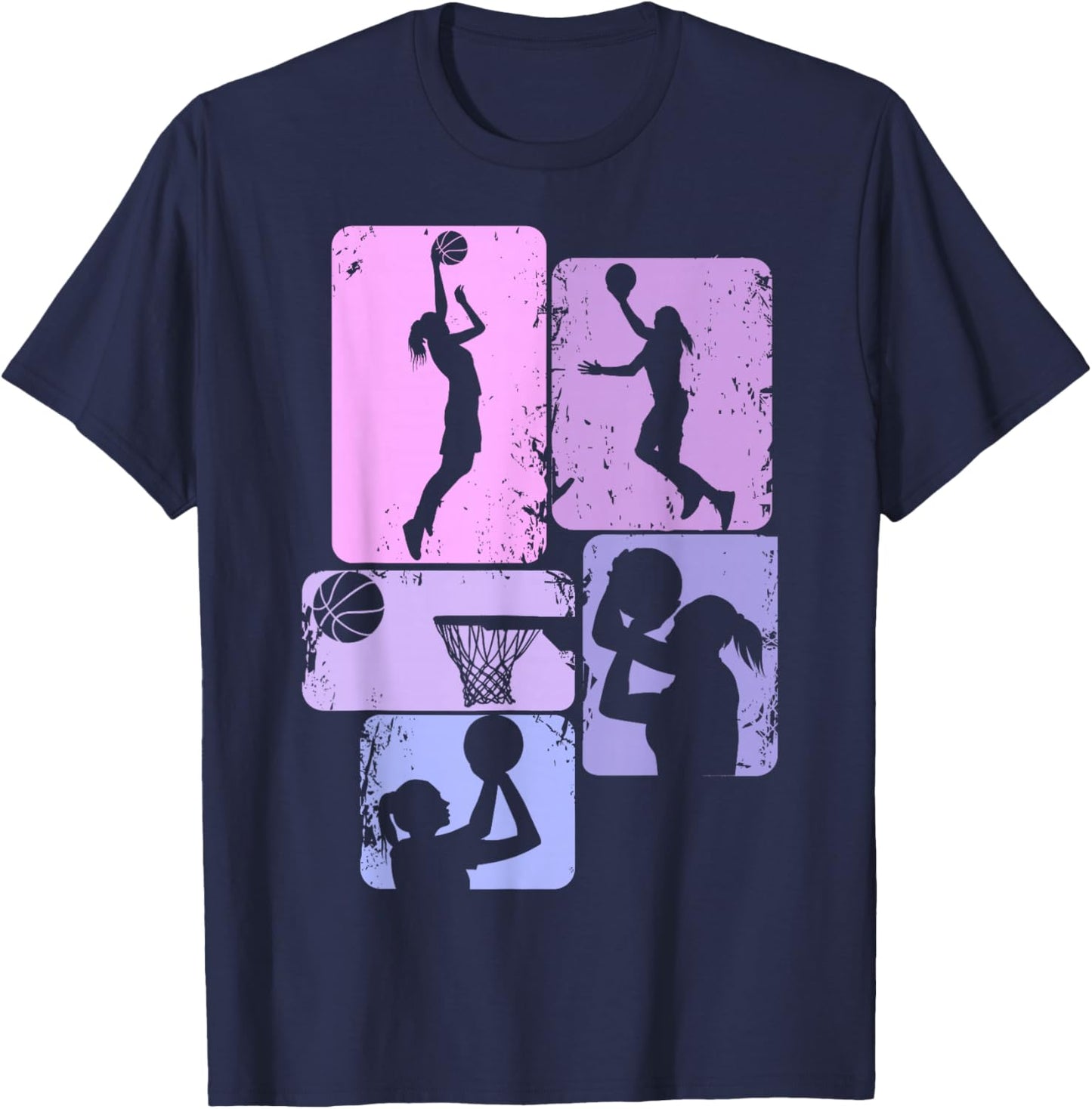 Basketball Girl Women Girls Kids Small T-Shirt - T-Shirt | Navy
