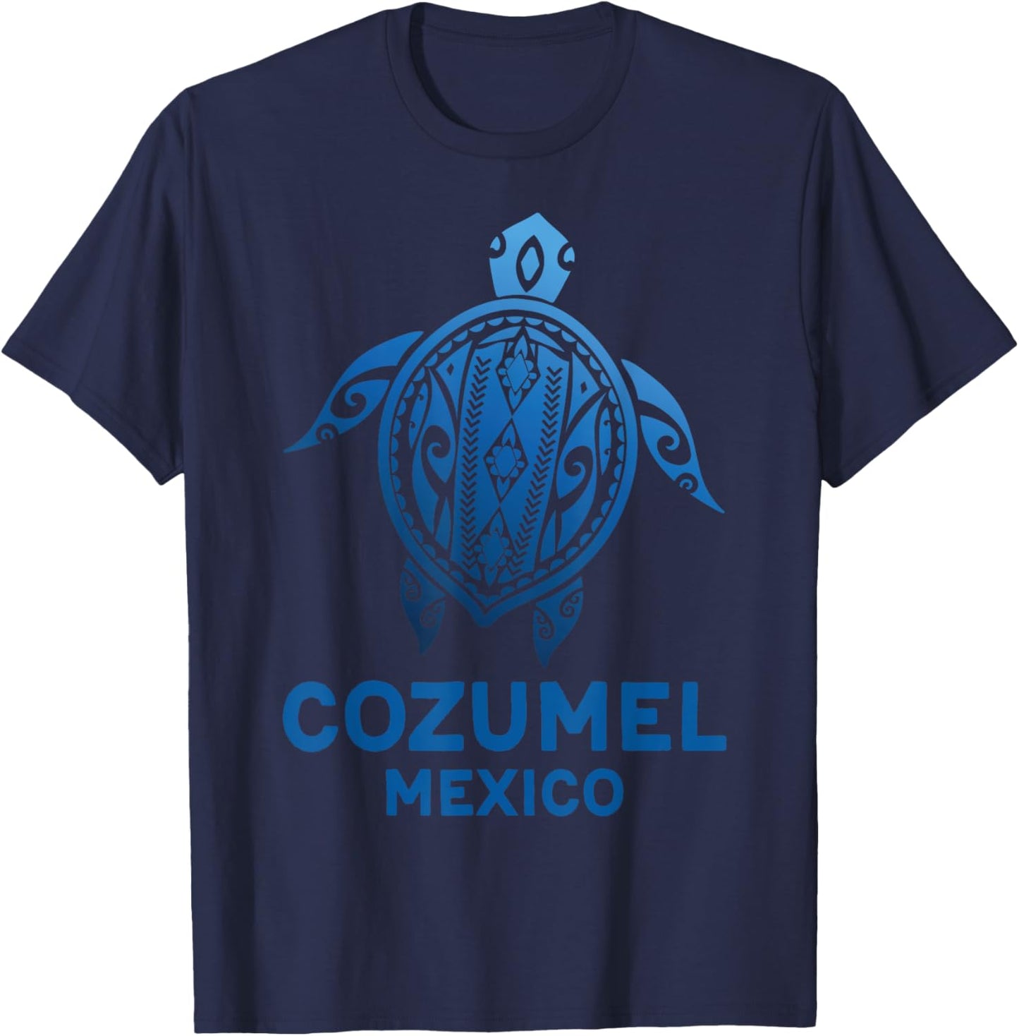 Cozumel Mexico Tribal Tattoo Blue Sea Turtle Souvenirs T-Shirt - T-Shirt | Navy