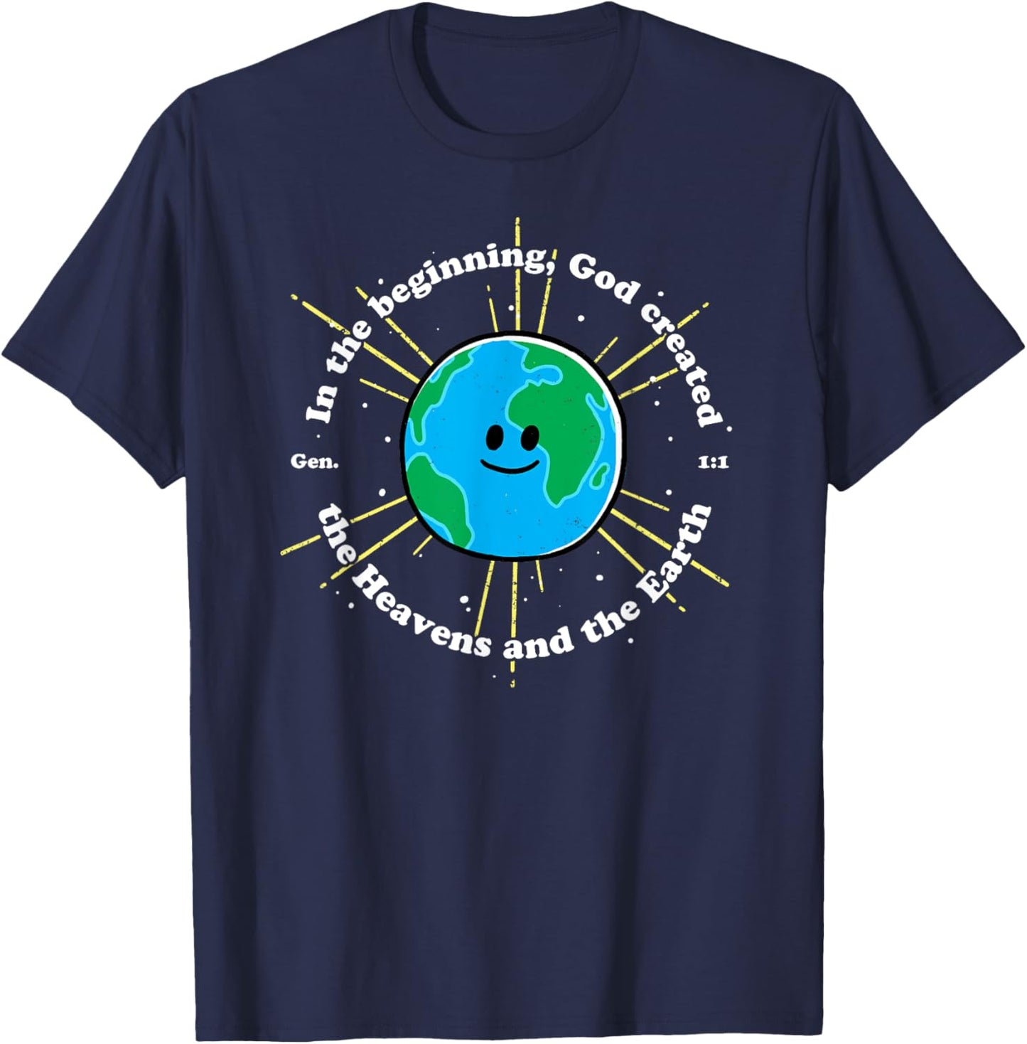In the Beginning God Created the Heavens and the Earth T-Shirt - T-Shirt | Navy
