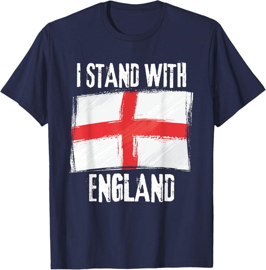 I Stand With England Flag British Flag T-Shirt - T-Shirt | Navy